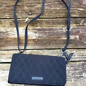Vera Bradley Women’s Microfiber All in One Crossbody Purse Black